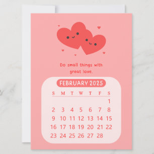 Convites Calendário Mensal de Coração Motivacional de Fever
