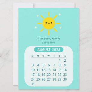 Convites Calendário Mensal de Motivação Kawaii de Agosto de