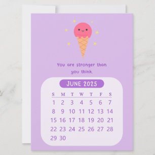 Convites Calendário Mensal de Motivação Kawaii de Junho de