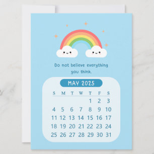 Convites Calendário Mensal de Nuvens Fofas Motivacional de