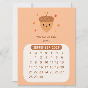 Convites Calendário Mensal Motivacional Fofo de Setembro de