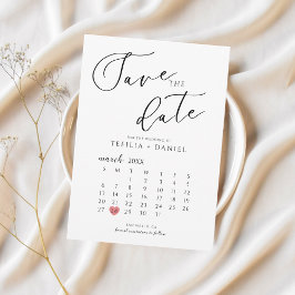 Convites Calendário Minimalista Elegante de Salvar a Data 