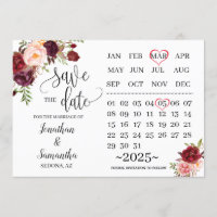 calendário para salvar a data do casamento de mars