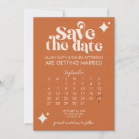 Calendário Retro de Casamento Save The Date