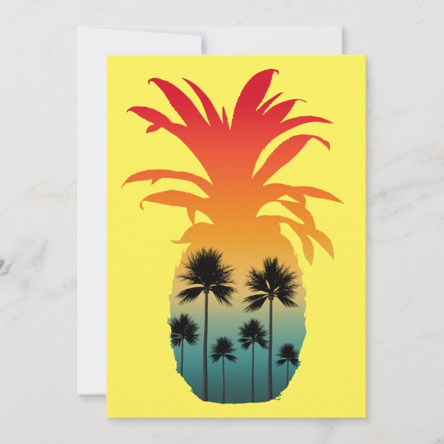 CONVITES CALIFÓRNIA PINEAPPLE SUNSET PALM TREES (Frente)
