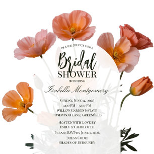 Convites California Poppy Floral Nupcial