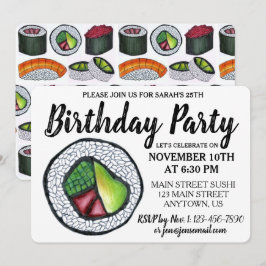 Convites California Roll Japonês Comida Sushi Festa de aniv