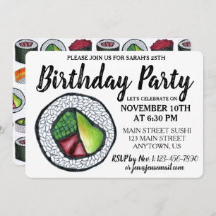 Convites California Roll Japonês Comida Sushi Festa de aniv