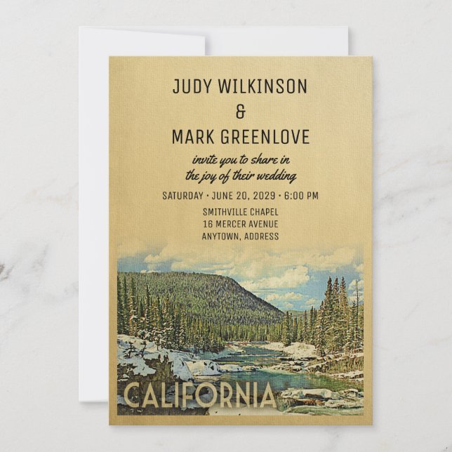 Convites California Wedation Invitation Vintage Nature (Frente)