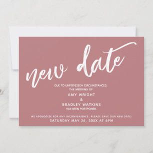Convites Caligrafia Adiada Nova Data do Casamento Rosa Poen