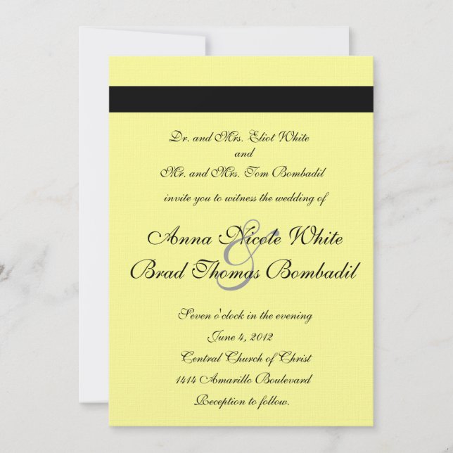 Convites Caligrafia amarelo pálido Lotus que Wedding o (Frente)