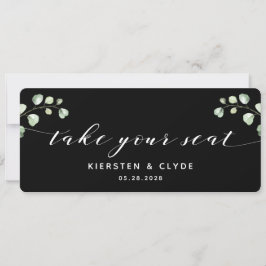 Convites Caligrafia Branca Greenerescência Leve seu assento