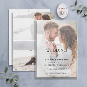 Convites Caligrafia Branca Moderna Vellum 3 Foto