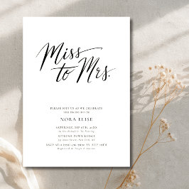 Convites Caligrafia branca negra senhorita para a Sra. Chá 