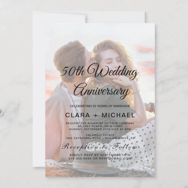 Convites Caligrafia Caprichosa Foto Desbotada Renovação de  (Frente)