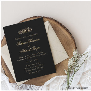 Convites Caligrafia Casamento Islâmico Negro