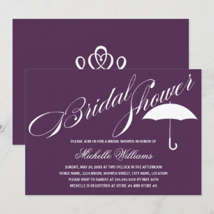 Convites Caligrafia Chá de panela Roxo