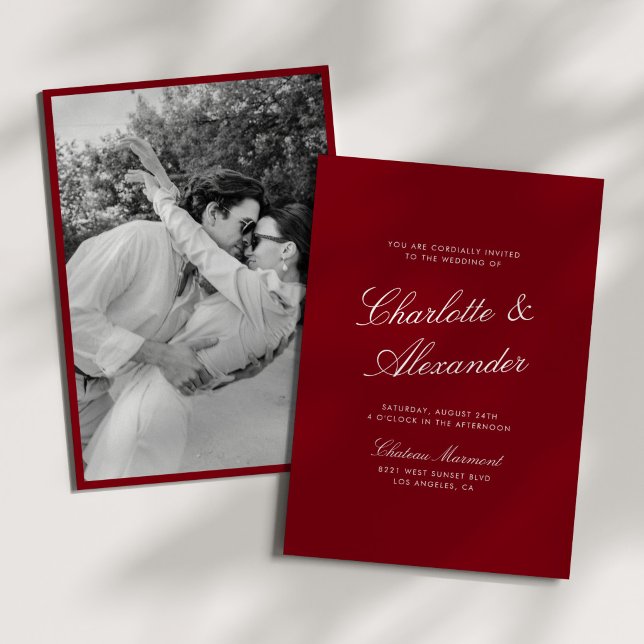 Convites Caligrafia Clássica Casamento Dinheiro Antigo Verm (Criador carregado)
