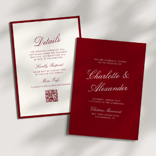 Convites Caligrafia Clássica Casamento Dinheiro Antigo Verm