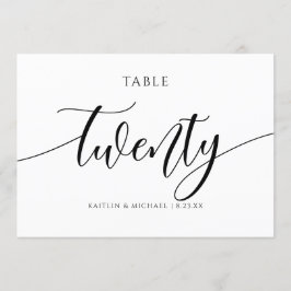 Convites Caligrafia com Números de Tabela de Casamento Mode