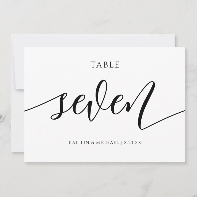 Convites Caligrafia com Números de Tabela de Casamento Mode (Frente)