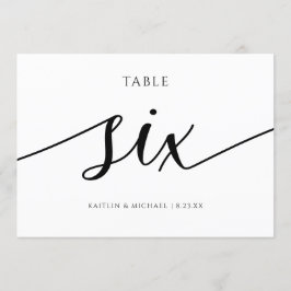 Convites Caligrafia com Números de Tabela de Casamento Mode