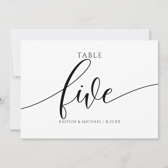 Convites Caligrafia com Números de Tabelas de Casamento Mod (Frente)
