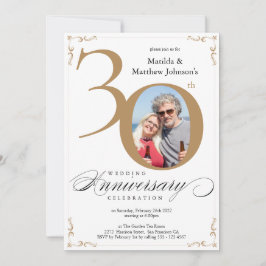 Convites Caligrafia de Aniversário de 30 Anos de Casamento 