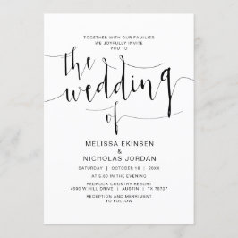 Convites Caligrafia De Casamento, Preto Simples, Com Famíli