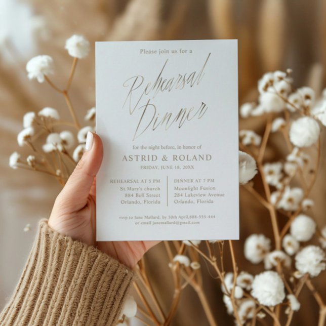 Convites Caligrafia de Folha de Ouro Faux Janto de Ensaio C (Criador carregado)