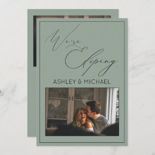 Convites Caligrafia de Luxo Verde Estamos Elopando Recepção