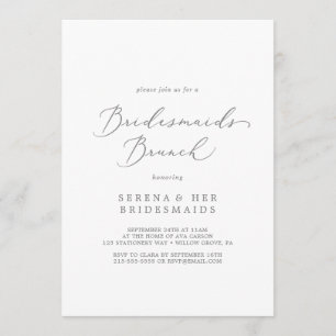 Convites Caligrafia de Silver Calligraphy Bridesmaids Brunc