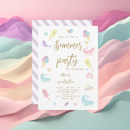 Convites Caligrafia de Sorvete de Verão Doce Dezesseis