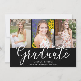 Convites Caligrafia divertida Festa de formatura preta de f