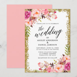 Convites Caligrafia Dourada Brilhante 