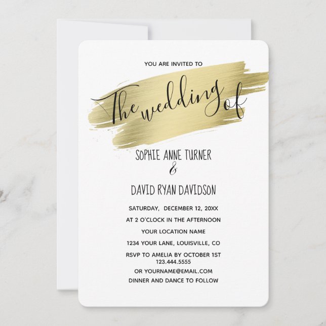 Convites Caligrafia, Dourada caligrafia (Frente)