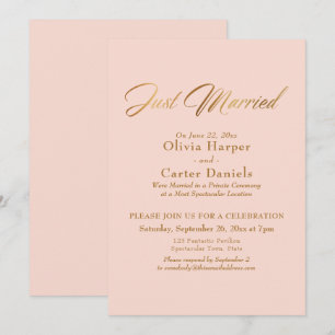 Convites Caligrafia Dourada Casamento Recém-Casados Recepçã