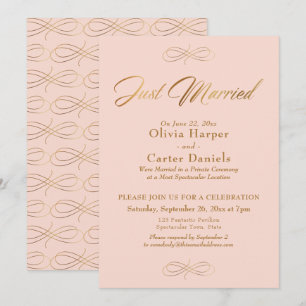 Convites Caligrafia Dourada Casamento Recém-Casados Recepçã
