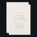 Convites Caligrafia Dourada Delicada | Creme aniversário de<br><div class="desc">Esse delicado convite para aniversário de 30 anos de creme de caligrafia em ouro é perfeito para uma festa de aniversário moderna. A design romântica minimalista apresenta uma magnífica e elegante tipografia amarela ouro champanhe num fundo de creme de marfim com um aspecto simples e limpo.</div>