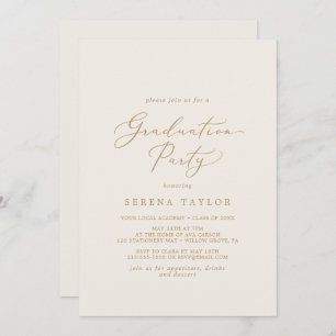Convites Caligrafia Dourada Delicada   FESTA DE FORMATURA