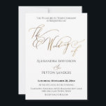 Convites Caligrafia Dourada elegante "O Casamento de"<br><div class="desc">Esta simples e elegante carta é versátil o suficiente para acomodar uma série de modificações. Um gráfico de cabeçalho com uma fonte elaborada e giratória diz "O Casamento de" e "&". Todas as camadas foram adicionadas separadamente e deixadas desbloqueadas para lhe dar o máximo controle de design; edite esta aparência...</div>