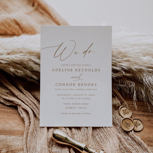 Convites Caligrafia Dourada Elegante Que Fazemos Casamento (Criador carregado)