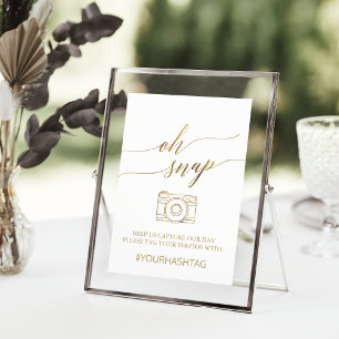 Convites Caligrafia Dourada Elegante - Sinal de Mesa Snap