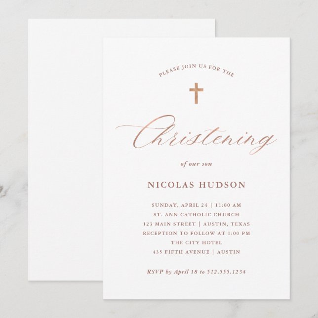 Convites Caligrafia Dourada Faux e Cruz| Natal (Frente/Verso)