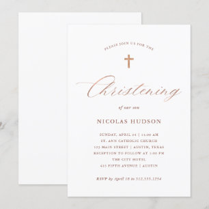 Convites Caligrafia Dourada Faux e Cruz Natal