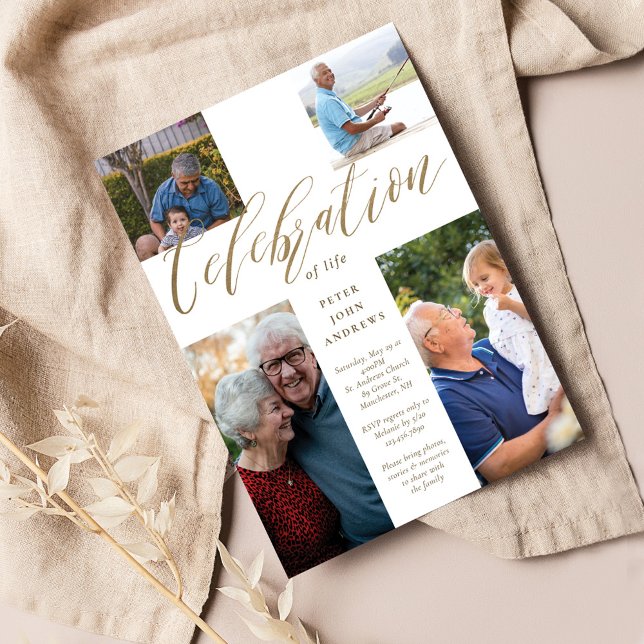 Convites Caligrafia Dourada Foto da Celebração Cruzada da V (Criador carregado)