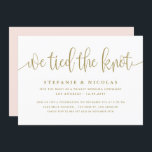 Convites Caligrafia Dourada, Nós Amarramos O Casamento Do N<br><div class="desc">Nós amarramos o nó! Anuncie sua casamento à família e amigos com este anúncio de casamento simples e elegante. Apresenta uma caligrafia balnear dourada com tipografia clássica. Personalize adicionando nomes,  data,  endereço e outros detalhes. Este convite de casamento é perfeito para qualquer época de casamento e tema.</div>