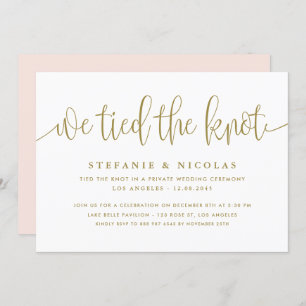 Convites Caligrafia Dourada, Nós Amarramos O Casamento Do N