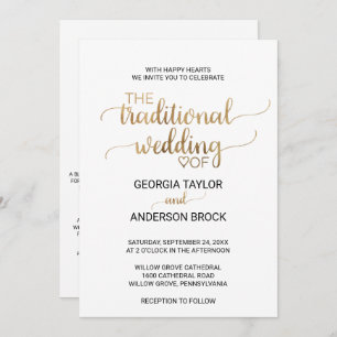 Convites Caligrafia Dourada simples