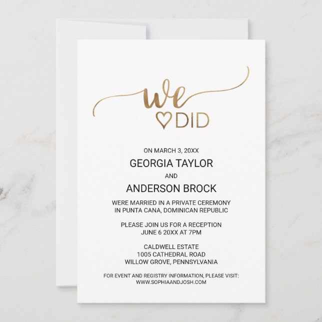 Convites Caligrafia Dourada Simples Fizemos (Frente)